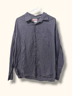 Wrangler Shirt Mens L Long Sleeve Button Down Gray 100% Cotton Pocket Casual